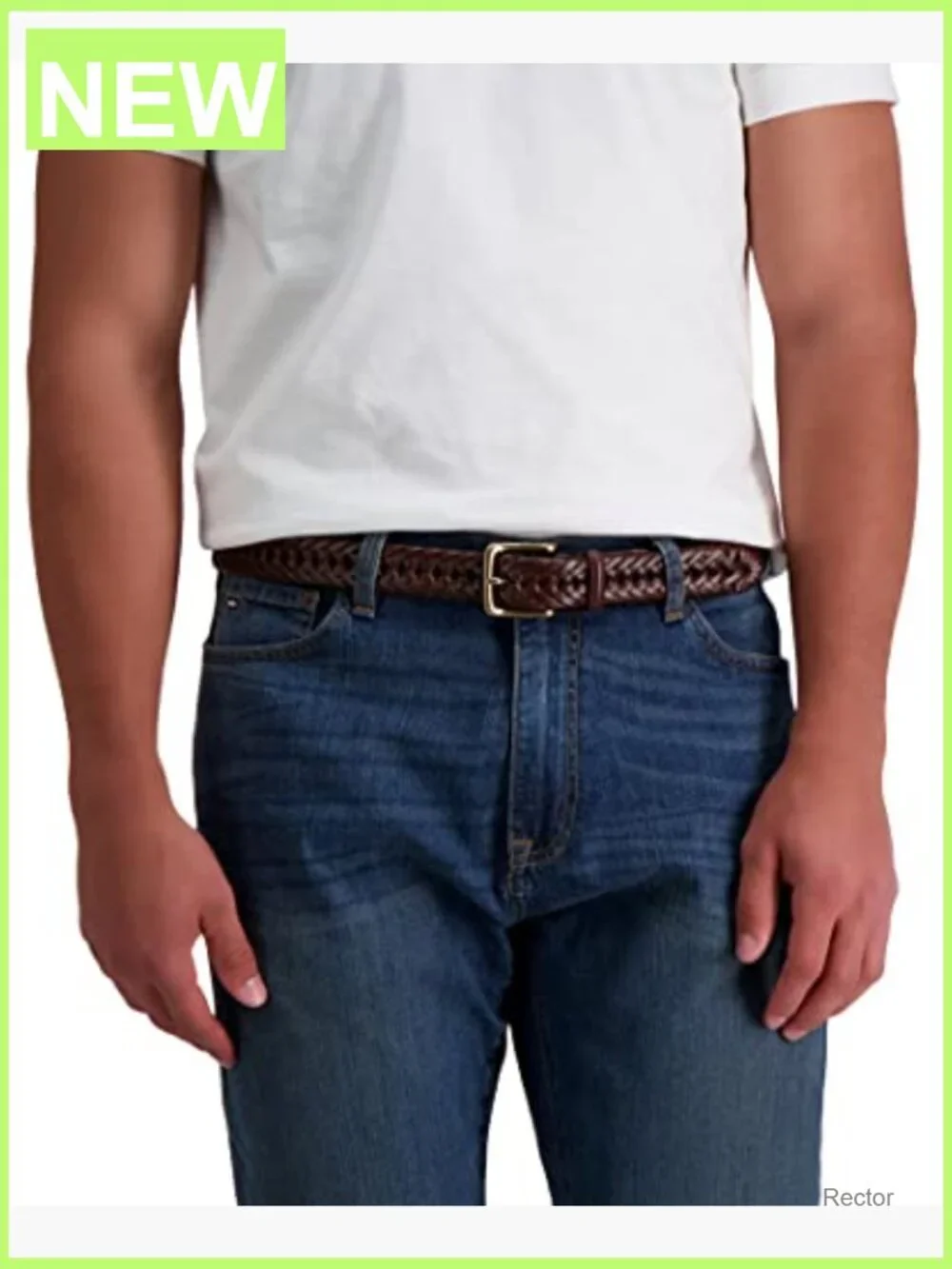 Fully Adjustable Leather Braided Belt, Classic Strap for Jeans & Khakis